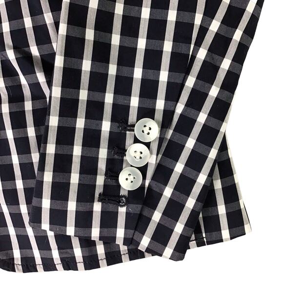 1901 Women’s Size 0 Black White Gingham Check Single Button Cotton Blazer - Picture 12 of 15